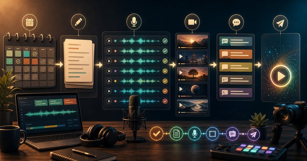 İçerik üreticisi sesli video workflow'u: Haftalık 10 video rehberi